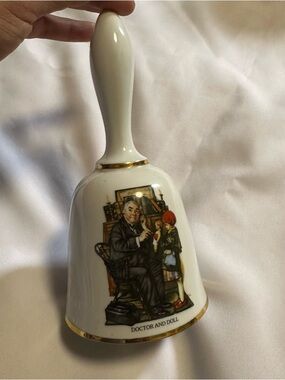 Norman Rockwell Porcelain Bell - White & Black Lettering
